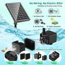Solar Fountain Pump for Bird Bath, 4W Solar Water Fountain with 5 Spray Modes & 4ft Hose, 9.8ft Power Cord, Dry-Run Protection & Low Noise for Garden Small Pond Fish Tank DIY Water Feature
