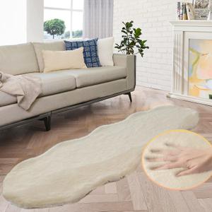 Shag Faux Bunny Washable Fluffy Fur Rug Runners for Hallways Camel Plush Area Rugs for Living Room Bedroom Faux Sheepskin Rug 2x6 Shaped Nursery Rugs (Beige)