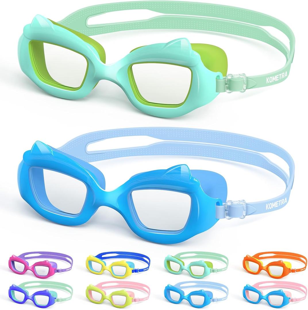 Toddler Swim Goggles 2 Pack, Swimming Goggles for Toddler Boys Girls 3-7, Anti-Fog Anti-UV Leakproof Pool Goggles