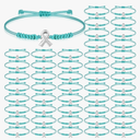 Sasylvia 50 Pcs Ovarian Cancer Awareness Bracelets Adjustable Cord Teal Ribbon Braided Bracelets Inspirational Ovarian Cancer Gifts for Women Jewelry Accessories