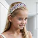 Colorful Baroque Rhinestone Headband Women Sparkly Bling Crystal Diamond Headband Fashion Wide Jeweled Headbands for Girls Ladies Cute Dressy Hair Band Multicolor