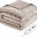 Tefici Electric Heated Blanket Twin,Super Cozy Soft 2Layer Flannel 62" x 84" Heated Twin Size with 3 Heating Levels 8 Hours Auto Off, Machine Washable, ETL and FCC Certified, Home Office Use,Camel