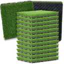 Windyun 32 Pack Artificial Grass Turf Interlocking Deck Tiles 12" x 12" Thick Synthetic Square Fake Interlocking Turf Self Draining Grass Tiles for Patio Indoor Outdoor Floor Decorations