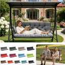 Porch Swing Cushions, Outdoor Swing Replacement Cushions 3 Seater with Backrest, Waterproof Bench Cushion with Ties, for Patio, Porch, Garden ,Backyard,  60x 40 inches (Silver Gray)