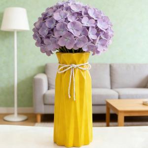 Disoza Ceramic Vase for Home Decor Yellow Modern Flower Vase for Pampas Grass Dried Flowers 9.5" H x 3.9" W Vases for Living Room Decorations Porcelain Tulip Vases for Table Kitchen Decor