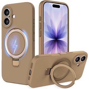 IYH Magnetic Case for iPhone 17 6.3" with Invisible Stand [16FT Military Protection] Liquid Silicone Cover, Gold