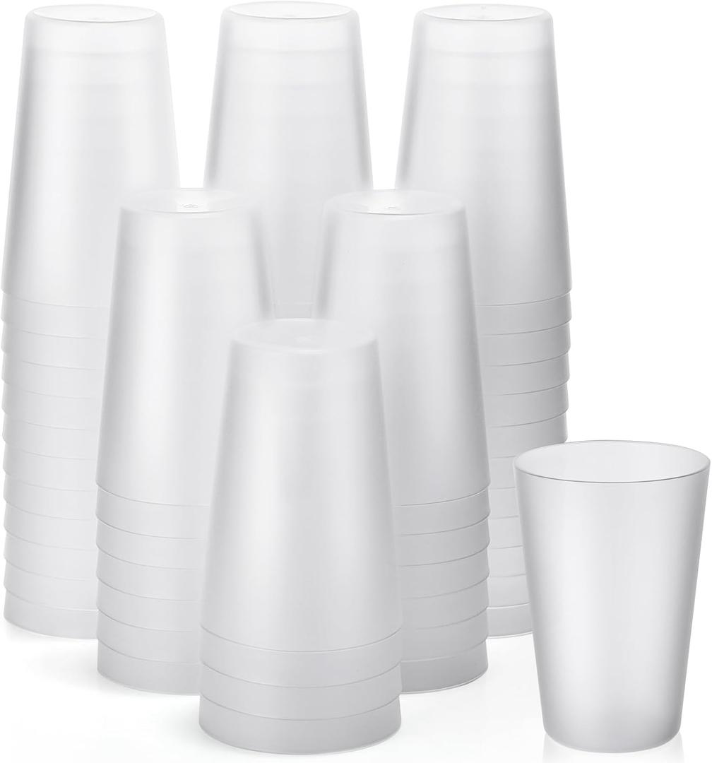 54 Pieces Kids Plastic Cups 8.5 oz Reusable Drinking Cups Stackable Plastic Tumblers Colorful Water Glasses for Kids Toddler Baby Children Adults(Clear)