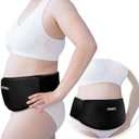 RENEO C Section Belly Binder, Reusable Solid Gel Ice Pack with Soft Lycra Cover, Adjustable Postpartum Wrap for Hot & Cold Therapy and Post-Op Recovery, Black