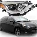 munirater 8111002E60 Black Right Front Headlight Light Lamp with Built in LED Replacement for 2014 2015 2016 Corolla 4-Door Sedan