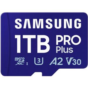 Samsung PRO Plus microSD Memory Card + Adapter, 1TB MicroSDXC, Up to 180 MB/s, Full HD & 4K UHD, UHS-I, C10, U3, V30, A2 for Android Phones, Tablets, GoPRO, DJI Drone, MB-MD1T0SA/AM, 2024