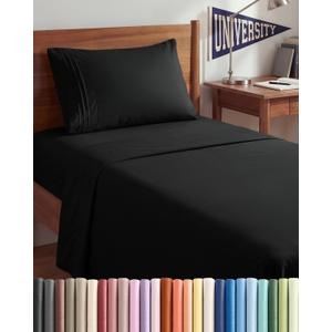 Twin XL Size 3 Piece Sheet Set - Comfy Breathable & Cooling Sheets - Hotel Luxury Bed Sheets for Women & Men - Deep Pockets, Easy-Fit, Extra Soft & Wrinkle Free Sheets - Black Oeko-Tex Bed Sheet Set