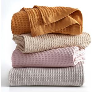 100% Cotton Yellow Blanket King Size for Bed - Breathable and Soft, Waffle Weave for Summer Spring, 102x90 Inches (Marigold)