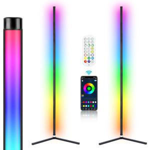 2PCS RGB Corner Floor Lamp, 64.5" RGB Color Changing Led Floor Lamp for Living Room APP and Remote Modern Light Bar with Music Sync and 16 Million Colors Dimmable Ambient Lighting for Bedroom