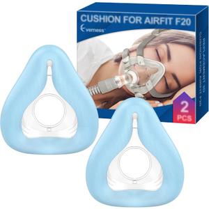 2 Packs CPAP Mask Cushion for F20-Style Full Face Mask Medium - Innovative 3D Memory Foam with Built-in Silky Blue Liner, Highlight Cool Fit & Secure Seal for ResMed Airtouch F20 & Airfit F20 - Medium