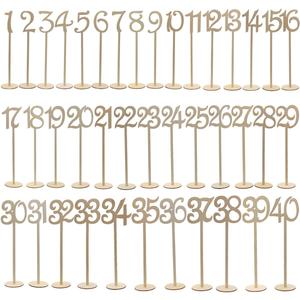 Tinksky 140 Wooden Table Numbers with Holder Base for Wedding Home Party Decoration, Pack of 40