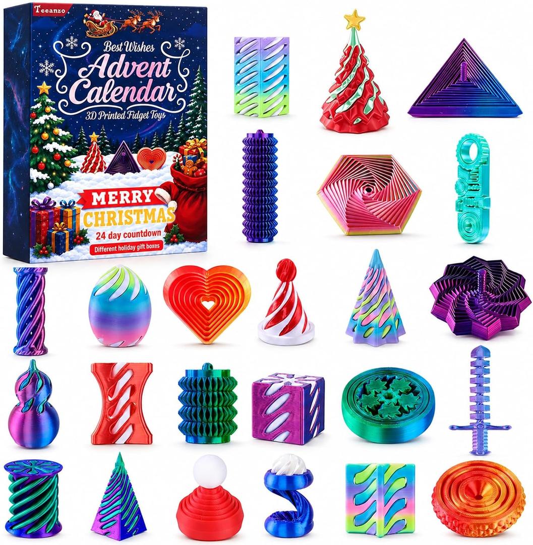 Advent Calendar 2026 Christmas 24 Days Countdown Mini 3D Printed Fidget Toy