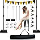Backdrop Stand, 8x10ft Metal Base Photo Studio Support System, Adjustable Backdrop Frame for Photography, Streaming, Wedding, Projector Screen, Tool Free Setup & Portable Carry Bag