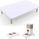 Wooden Elevated Cat Food Stand  Raised Pet Feeding Table for Cats and Dogs, Compatible with Most Bowls & Automatic Feeders, Solid Wood Pet Food Platform L(15.7 * 9.5in