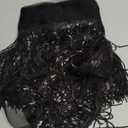 10 Yards Sparkly Sequined Tassel Ribbon Sequins Fringe Trim Spangle Paillette Lace Fabric for Upholstery Sewing Curtain Pillow Home Decor Party Dress Stage Costume Embellishment (Black)