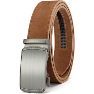 CHAOREN Mens Belt Leather Ratchet Belt - Customizable Fit, Effortless Style (35 Mm) (28" To 34" Waist Adjustable, Imperial Brushed / Full Grain Tan)