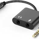 Cubilux 3.5mm Headphone Microphone Combiner, 3.5mm TRRS Male to TRS Female AUX MIC Splitter Compatible with Xbox One/360 PS4 PS5 MacBook Laptop PC Phone Computer Rode VideoMicro (Black)