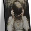 WOKAOGO Black Framed Wall Art Mirror Witch Wall Decor Dark Academia Canvas Art Gothic Pictures Vintage Paintings Victorian Prints Moody Artwork for Bedroom Bathroom