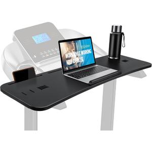 Nnewvante Treadmill Desk Attachment,Bamboo Laptop Holder Stand for Treadmill Workstation Handrail up to 35.5" (Black)