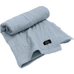 HIORIE Japanese Gauze Blanket, 8-Layered Twin Size, 100% Cotton, Lightweight Soft Breathable All Season, Machine Washable, Smoke Blue, 69x79inches