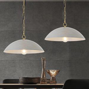 16" Pendant Lights Kitchen Island, Cement Gray Modern Large Pendant Light, Adjustable Hanging Light Fixture for Kitchen Living Room Dining Room Bedroom Café(2 Pack), 40cm