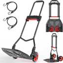 Heavy-Duty Steel Folding Hand Truck, 180LB Capacity Dolly cart with Telescoping Handle, Industrial Grade Collapsible Utility Cart for Moving, Warehouse and Shopping