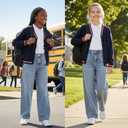 Girls Straight Leg Bootcut Ripped Baggy Jeans for 8-12 Y Old - Adjustable Stretch Waist Pull Up 5 Pockets Washed Denim Pants