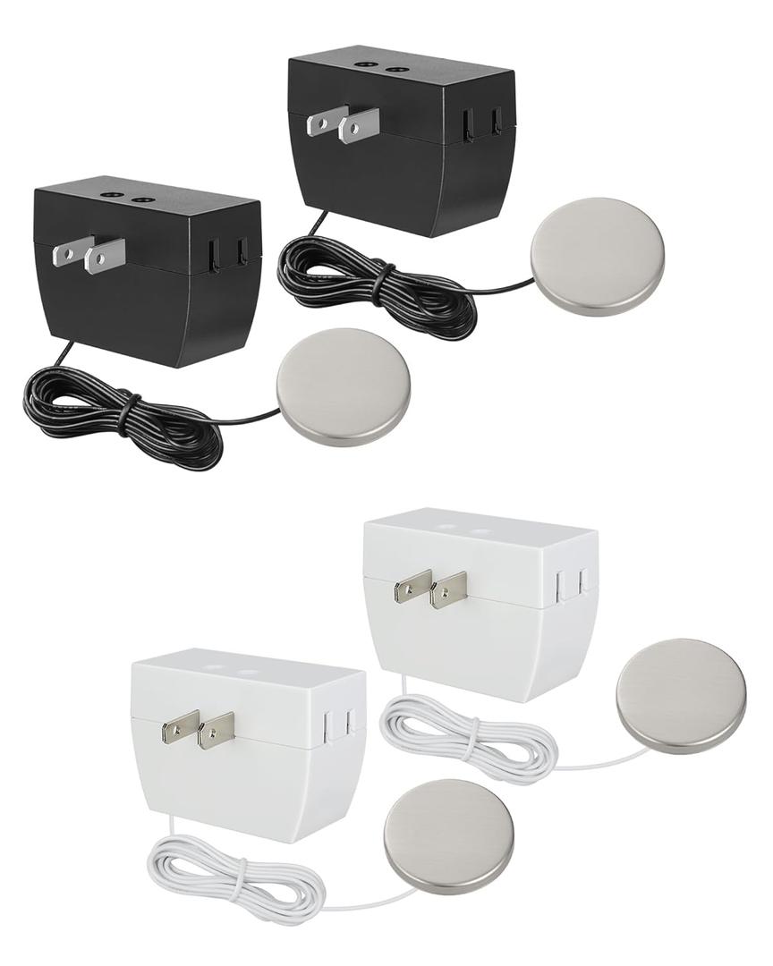 DEWENWILS 2 Packs Black Touch Dimmer Switch with 2 Packs White Touch Dimmer Switch, Touch Pad Control with 3 Levels of Dimming, Dimmable LED/CFL Lights, and Incandescent Bulbs, 8 ft Extension Cord