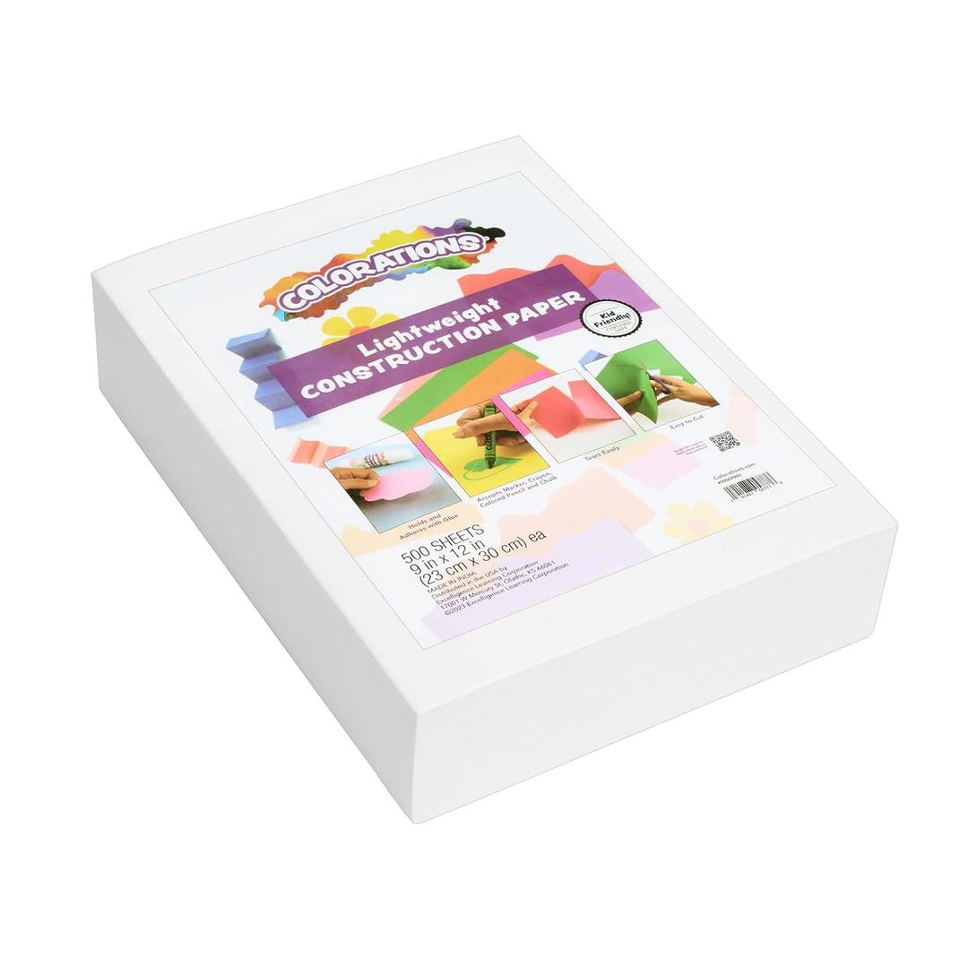 Colorations Lightweight Construction Paper - 500 Sheets - 9 in. x 12in. - Off-White