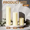 12-Pack Ivory Unscented Pillar Candle Set - 2x3, 2x6, 2x8-inch Long-Burning Drip-Free Tapers, 4 Per Size. Ideal for Home Decor, Weddings, Emergencies, and Holidays.