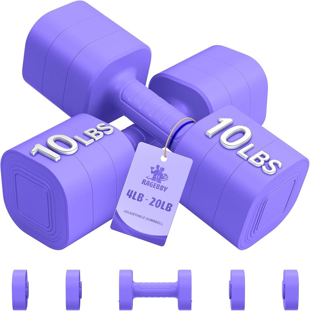 Ragebby Adjustable Dumbbell Set of 2, Weights for Men and Women at Home, 20LB(10LB Pair)