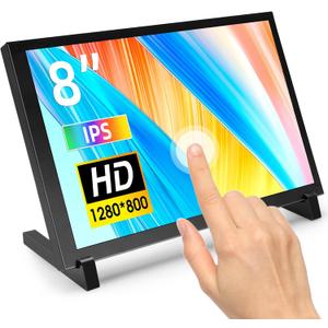 ELECROW 8 inch Touchscreen Portable Monitor, IPS 1280x800 Touch Screen LCD Display Compatible with Raspberry Pi 5/400/4/3 Win 11/10/8/7 Jetson Nano
