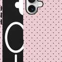 Jusy Compatible with MagSafe Polka Dot Case for iPhone 16, Cute Aesthetic Polka Dots Magnetic Phone Case, Soft TPU and Hard PC Protective Phone Cover for Women Girls（Matte） - Pink