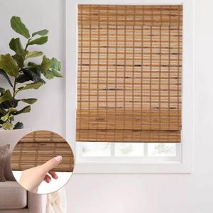 Cordless Bamboo Roman Shades, Roll Up Bamboo Window Shades for Interior Windows, Home and Garden, Light Filtering (72''W x 72''H) (Color 3)