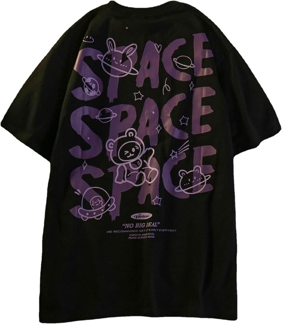 Women Goth T Shirt Y2K Harajuku Graphic Tops Cotton Anime Clothes (Medium)