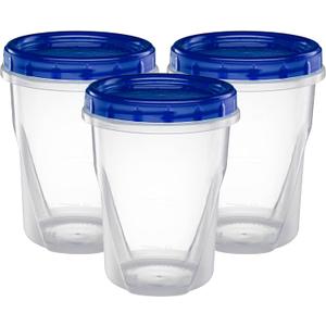 Twist Top Deli Containers Food Storage Containers Blue Screw on Lid Reusable Stackable Leakproof Airtight, Pack of 10-32 oz containers