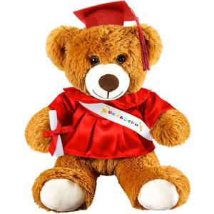 Foilswirl Graduation Bear 2026 with Gown Cap Tassel 14 Red Graduation Stuffed Animal Plush Bear Toy for Class of 2026 Prek Preschool Kindergarten High School College Graduate Gift
