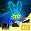 Anime Cartoon Bonnie Rabbit Neon Signs for Wall Decor,Dimmable Cartoon Bunny Neon Light,USB Powered Game Sign for Bedroom Gaming Room Man Cave Bar Birthday Gifts(10 * 16.1in) (Blue)