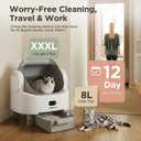 Gimars Open Top Design Self Cleaning Litter Box, Automatic Cat Litter Box for Multiple Cats & Senior Cats, App Control with Safety Sensors, Low Odor, Includes Trash Bags & Litter Mat