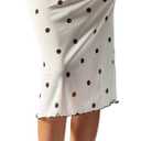 Milumia Women's Polka Dots Sheer Skirts Bow Front Low Waist Lettuce Hem Midi Skirt (White, S)