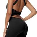 Wenlia Women's One Piece Jumpsuits Shorts Sleeveless Sexy Backless Square Neck Yoga Athletic Back Twist Workout Romper (Large, Black)