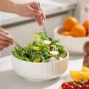 Mfacoy 2 Pack Salad Bowl, 8 inch 60 oz Large Serving Bowl Set, Deep Bowl for Kitchen, White Ceramic Bowl Set for Soup, Cereal, Ramen, Pasta, Salad, Dishwasher & Microwave Safe, Easy Clean