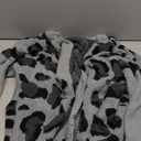 Women's Long Sleeves Open Front Casual Leopard Print Fuzzy Knitted Sweater Cardigan Coat Outwear (Medium, Grey)