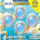 Febreze Bathroom Air Freshener, Odor-Fighting, Plug In Alternative, Air Fresheners for Home, Bathroom, & Kitchen, Closet Air Fresheners, Pet & Litter Box Odor Fighter, Refresh & Energize Scent, 4ct