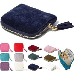 Jewelry Organizer Case for Travel: 5-Layer Velvet Zipper Pouch Bag, Travel Jewelry Pouch Case, Small Jewelry Box Bag(Dark Blue)