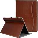 for iPad Pro 12.9 Inch Case 2017/2015 (Old Model,1st & 2nd Generation), Premium PU Leather Business Folio Cover with Auto Wake/Sleep, Document Card Slot, Multiple Viewing Angles,Brown